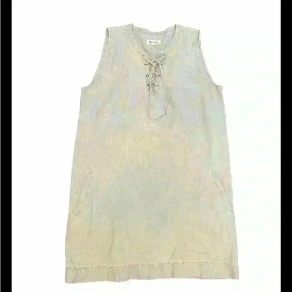 Madewell Tie-Front Mini Dress with pockets size large - Picture 1 of 3